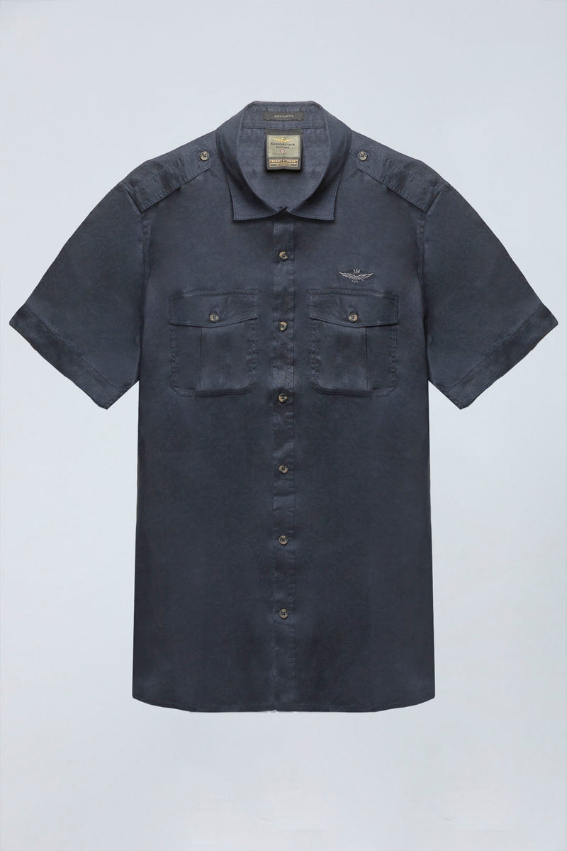 Aeronautica hørskjorte CA1278 navy
