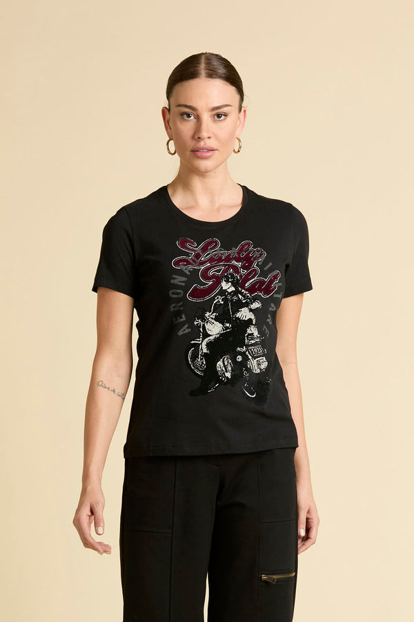 Aeronautica T-shirt dame style 2453 sort