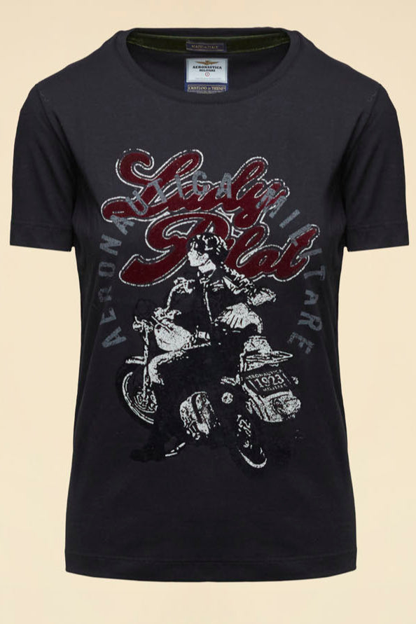 Aeronautica T-shirt dame style 2453 sort