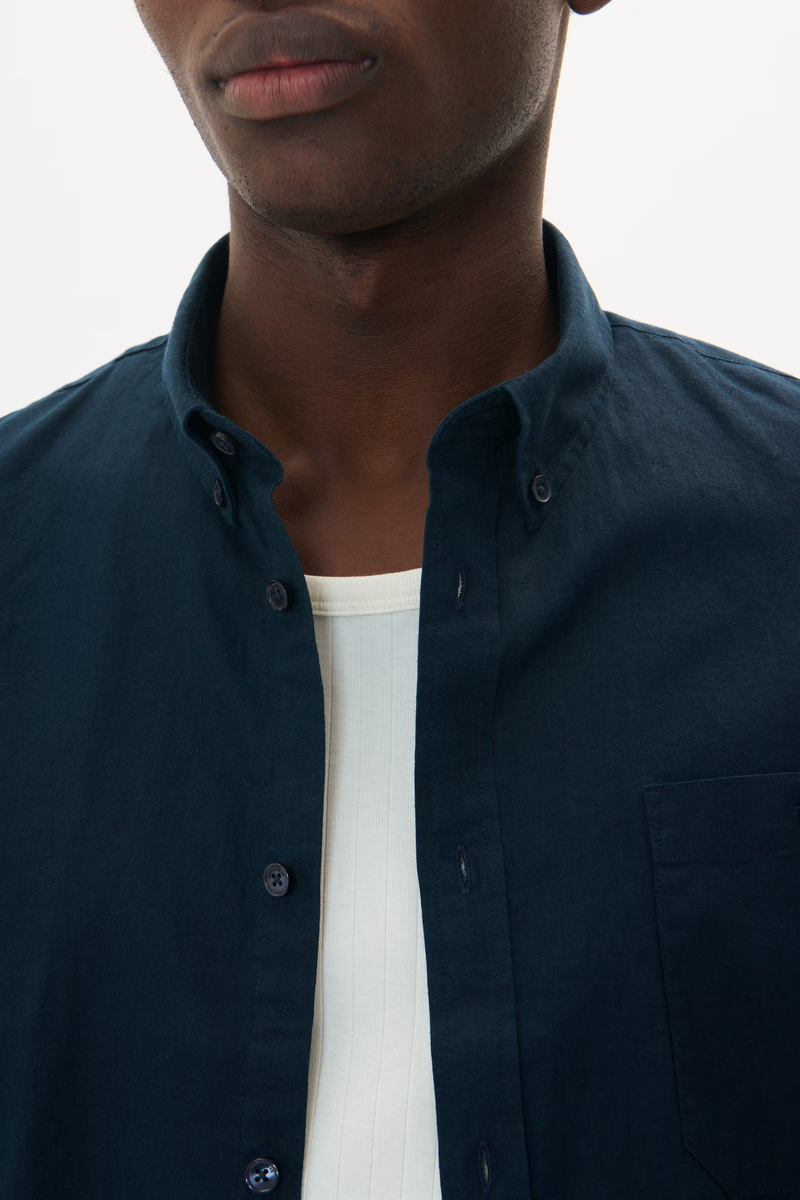 Matinique hørskjorte MAtrostol BD SS 30206086 navy