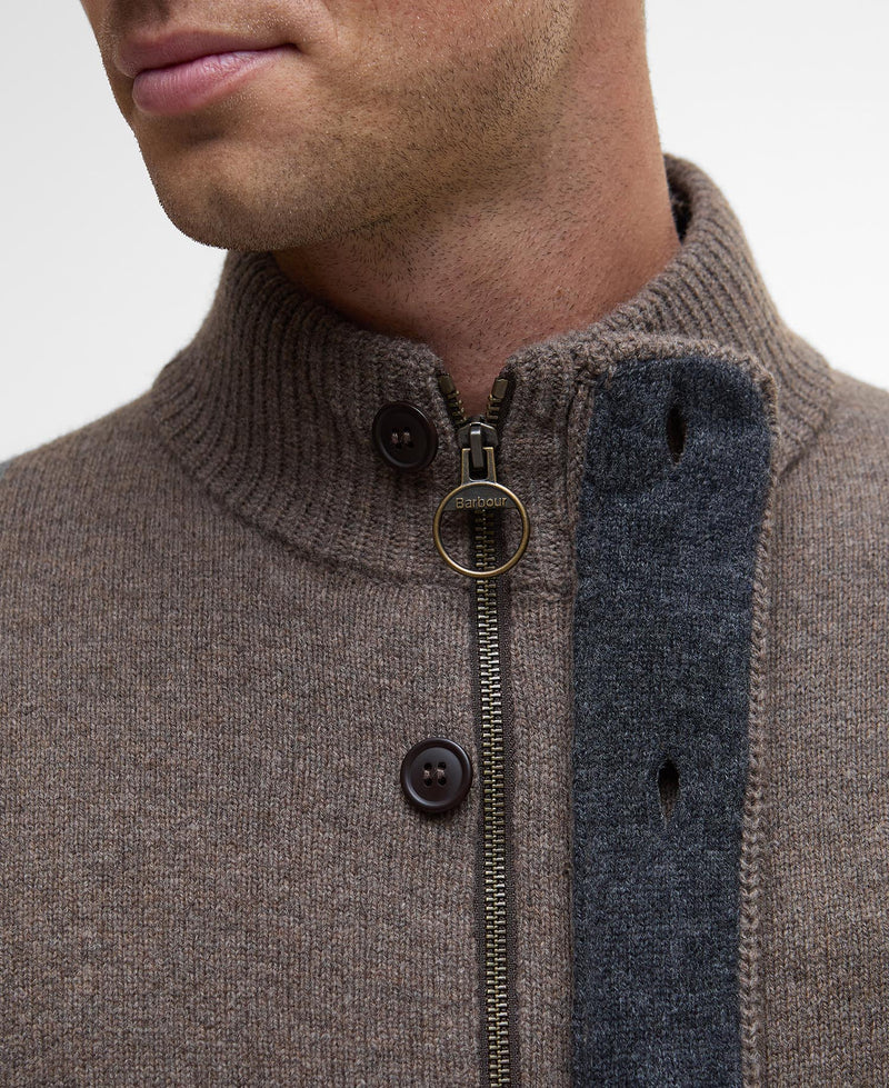 Barbour cardigan Patch MKN0731 mørk sand