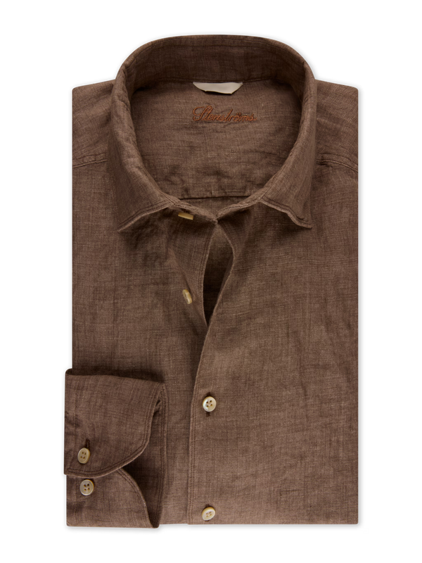 Stenstrøms hørskjorte 675721 7970 fitted, brun