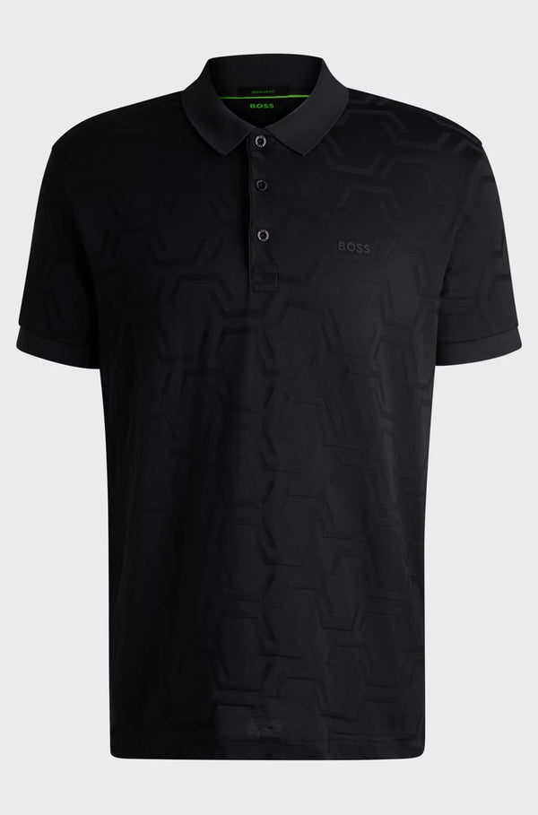 Boss polo t-shirt Hexaquilt 50533239 sort