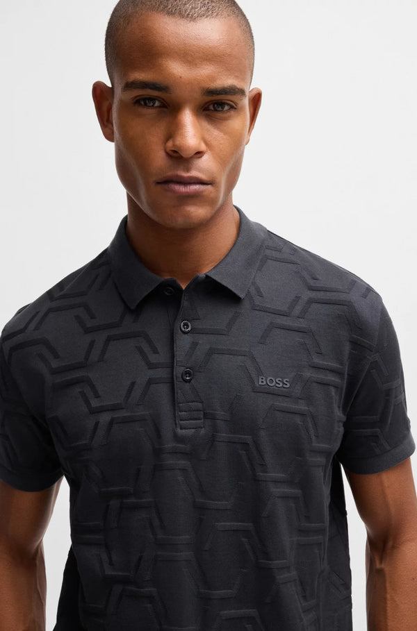 Boss polo t-shirt Hexaquilt 50533239 sort