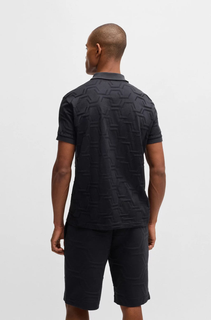 Boss polo t-shirt Hexaquilt 50533239 sort