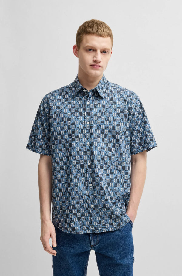 Boss skjorte Rash 50537372 navy print