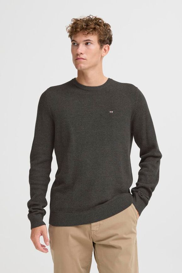 FQgranby structure crew neck 21900883 mørkebrun 200278