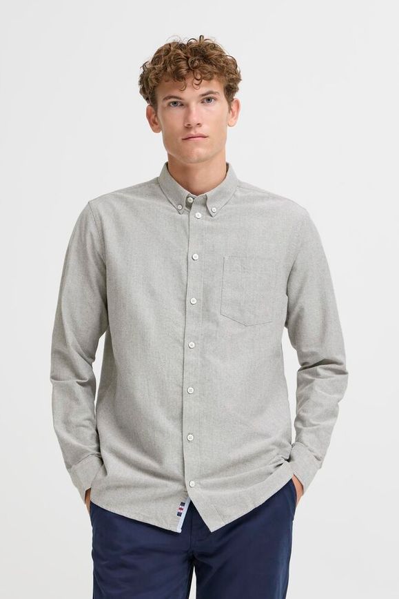FQGrand Striped Oxford Skjorte 21900882 grå 194011