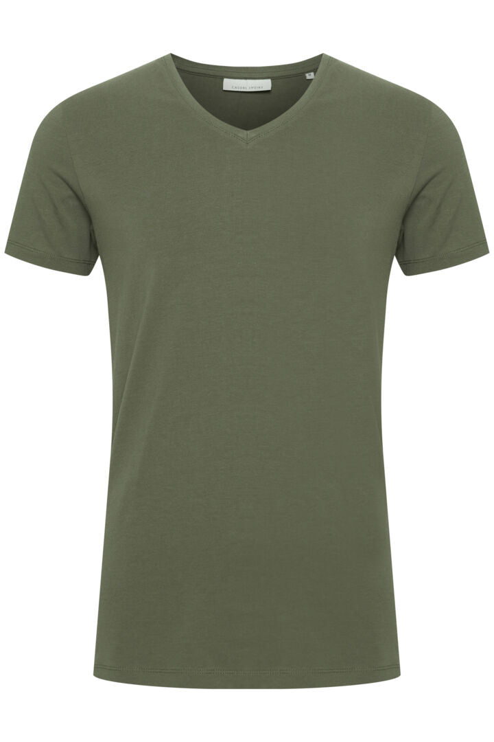 Casual Friday t-shirt V hals army
