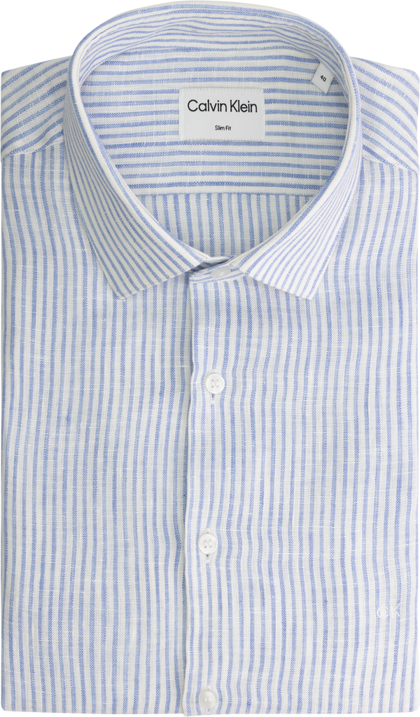 Calvin Klein hørskjorte strib lysblå